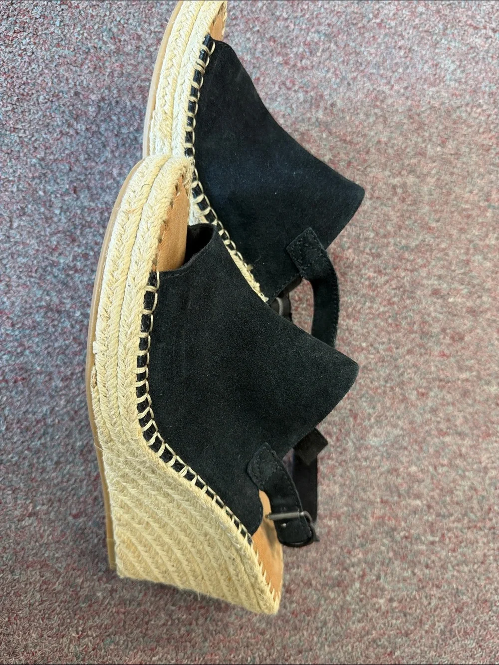 Toms Black Suede Espadrille Slingback Sandals